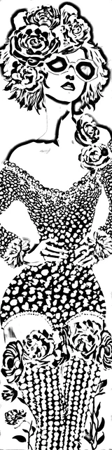 Free colorable bookmarks of a fancy high fashion woman